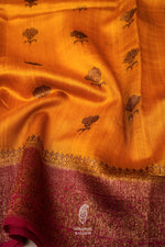 Handwoven Mustard Yellow Tussar Silk Saree