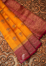 Handwoven Mustard Yellow Tussar Silk Saree