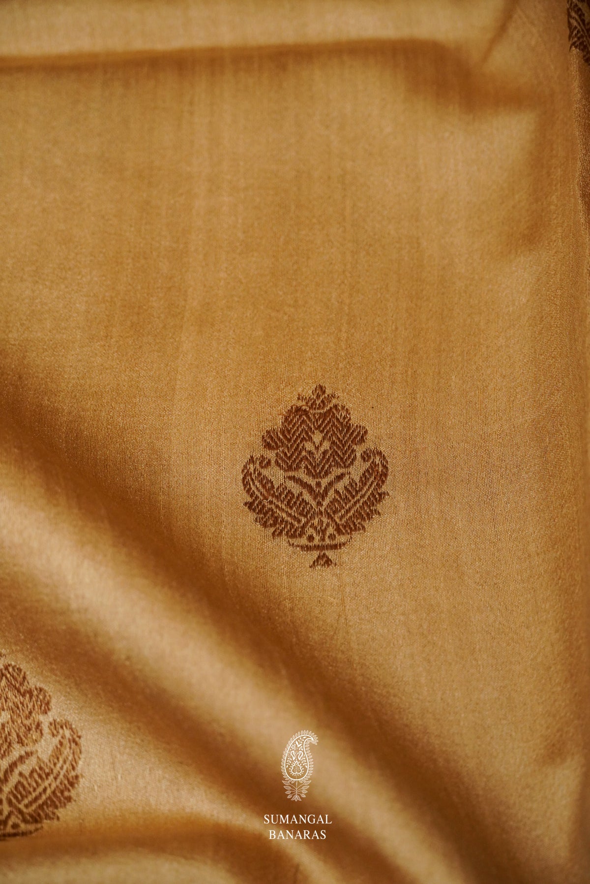Handwoven Gold Color Meenakari Tussar Silk Saree