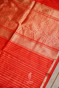 Handwoven Classic Red Stripes Pure Silk Saree