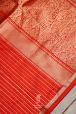 Handwoven Classic Red Stripes Pure Silk Saree