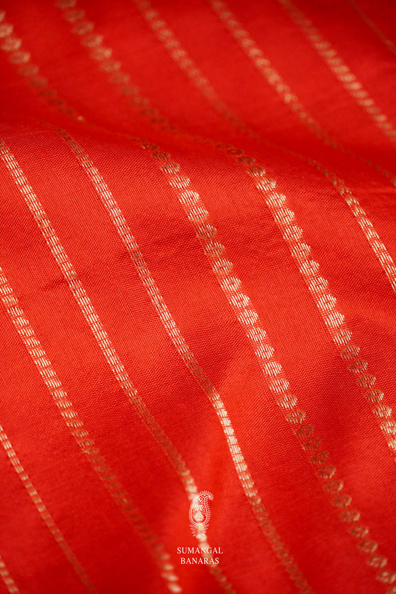 Handwoven Classic Red Stripes Pure Silk Saree