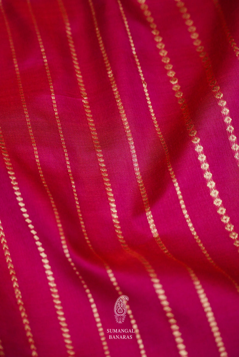 Handwoven Hot Pink Stripes Pure Katan Silk Saree