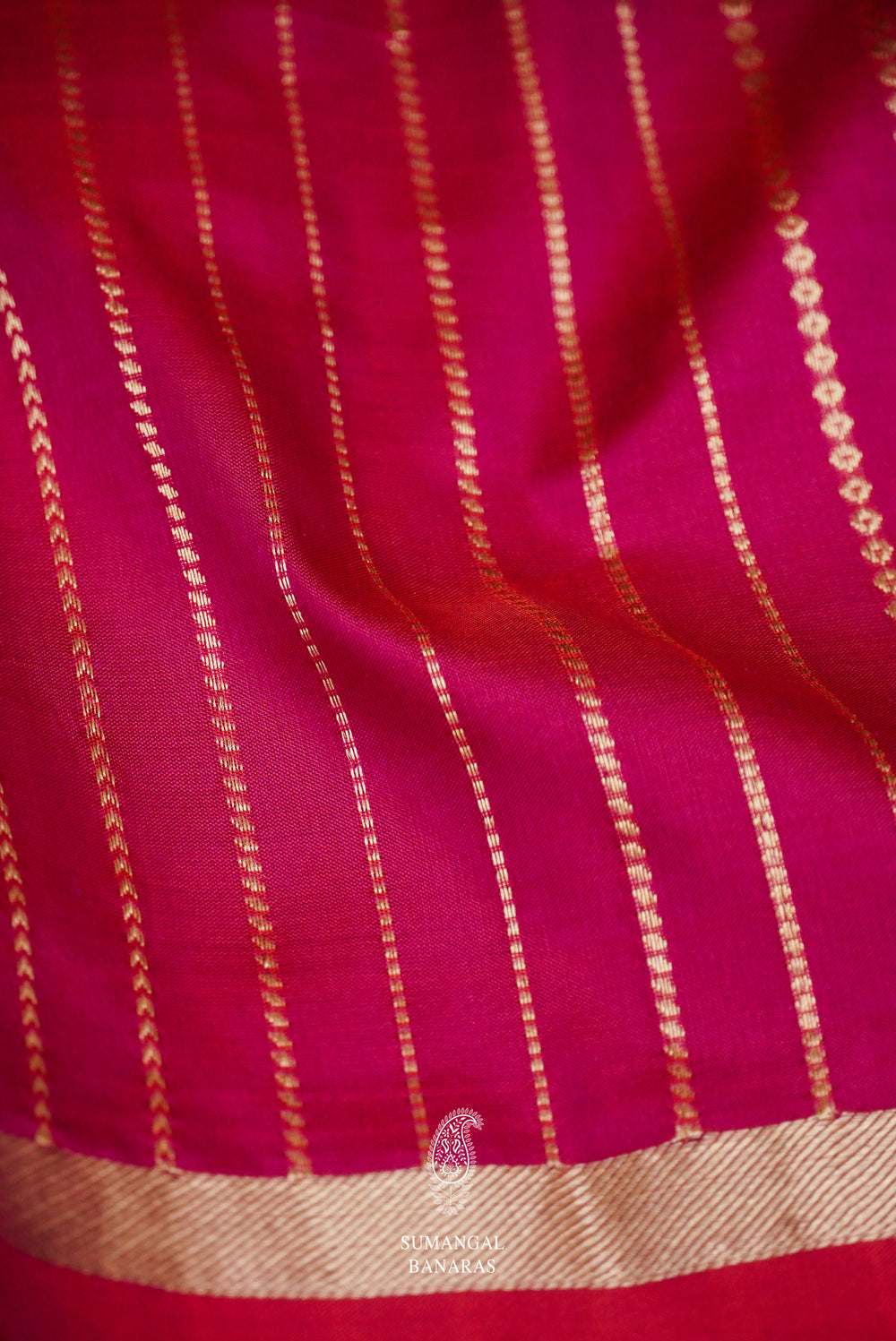 Handwoven Hot Pink Stripes Pure Katan Silk Saree