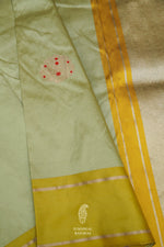 Handwoven Pista Green Lehariya Katan Silk Saree