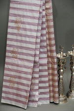 Handwoven Light Purple Stripes Katan Silk Saree