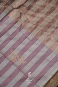 Handwoven Light Purple Stripes Katan Silk Saree