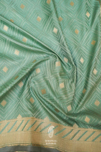 Handwoven Sea Green Resham woven Katan Silk Tanchoi Saree
