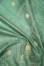 Handwoven Sea Green Resham woven Katan Silk Tanchoi Saree