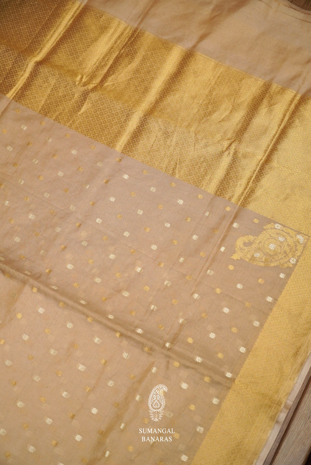 Handwoven Gold Tissue Silk Konia Saree