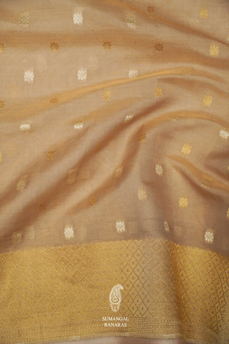 Handwoven Gold Tissue Silk Konia Saree