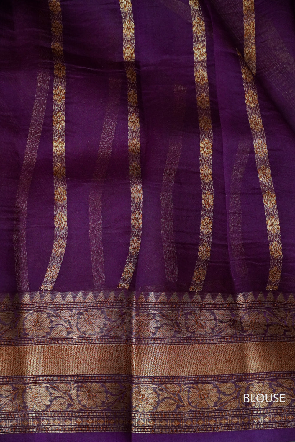 Handwoven Brinjal Purple Banarasi Organza Saree