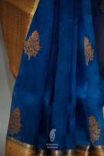 Handwoven Peacock Blue Banarasi Organza Saree