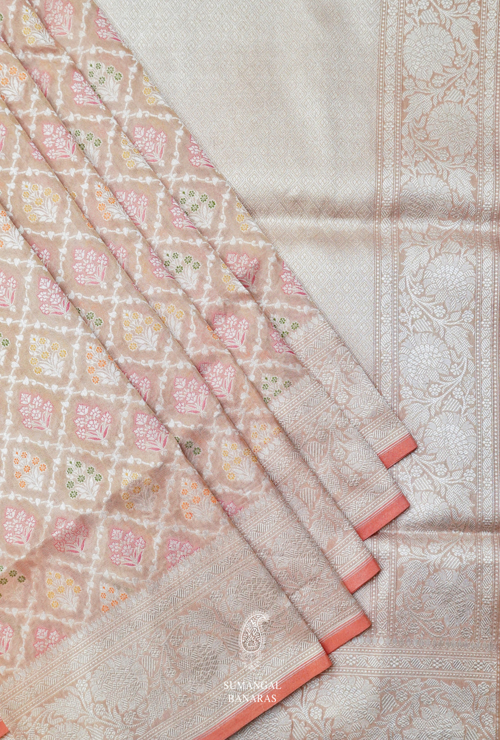 Handwoven Katan Silk Banarsi Muted Pink Saree
