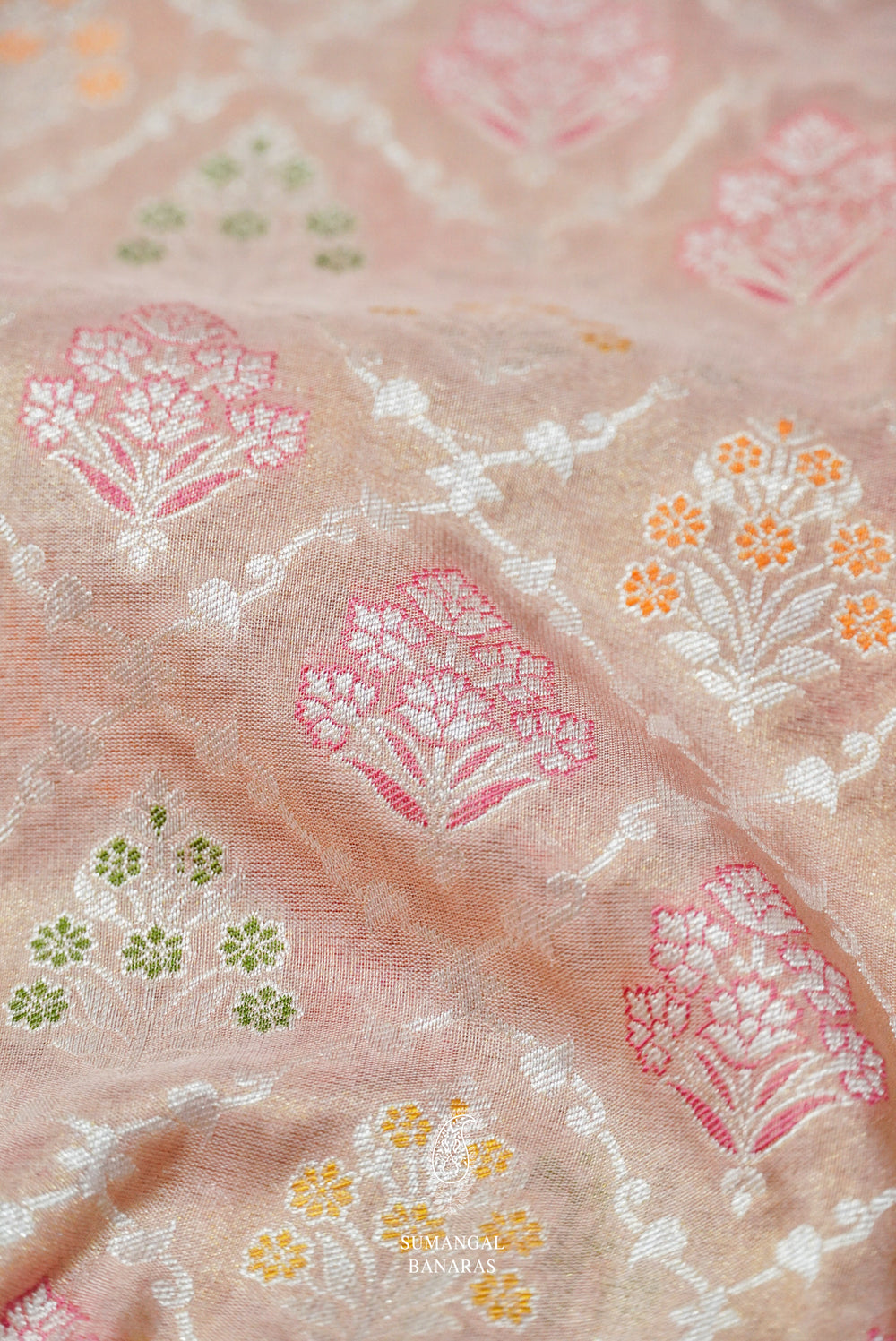 Handwoven Katan Silk Banarsi Muted Pink Saree
