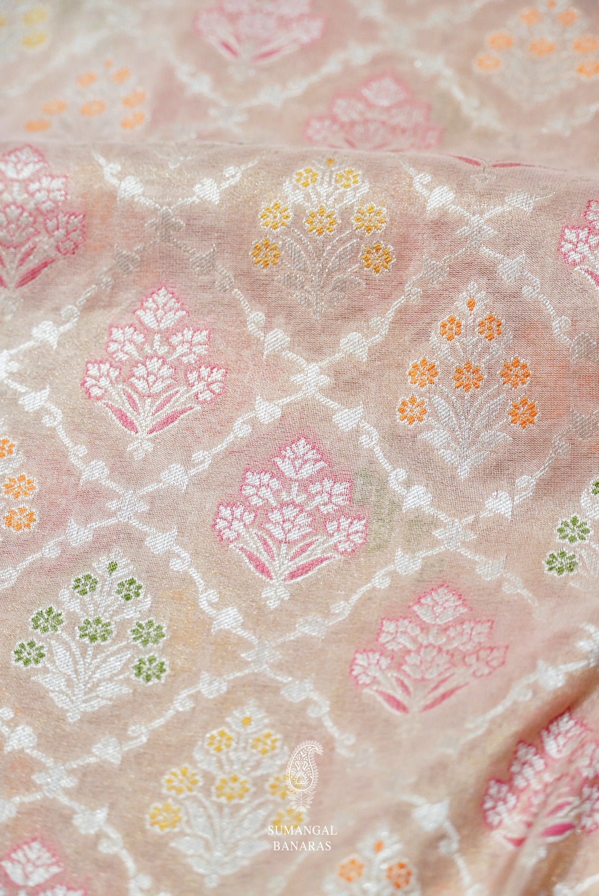 Handwoven Katan Silk Banarsi Muted Pink Saree