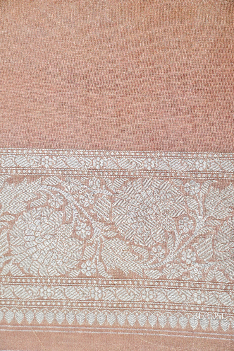 Handwoven Katan Silk Banarsi Muted Pink Saree
