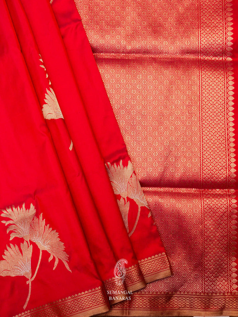 Handwoven Bright Pink Katan Silk Saree