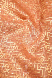 Handwoven Linen Cotton Banarsi Powder Pink Saree
