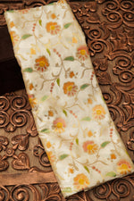 Handwoven Off-White Pure Silk Meenakari Jaal Saree