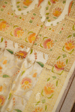 Handwoven Off-White Pure Silk Meenakari Jaal Saree