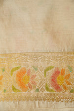 Handwoven Off-White Pure Silk Meenakari Jaal Saree