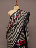 Black and White Tussar Silk Saree