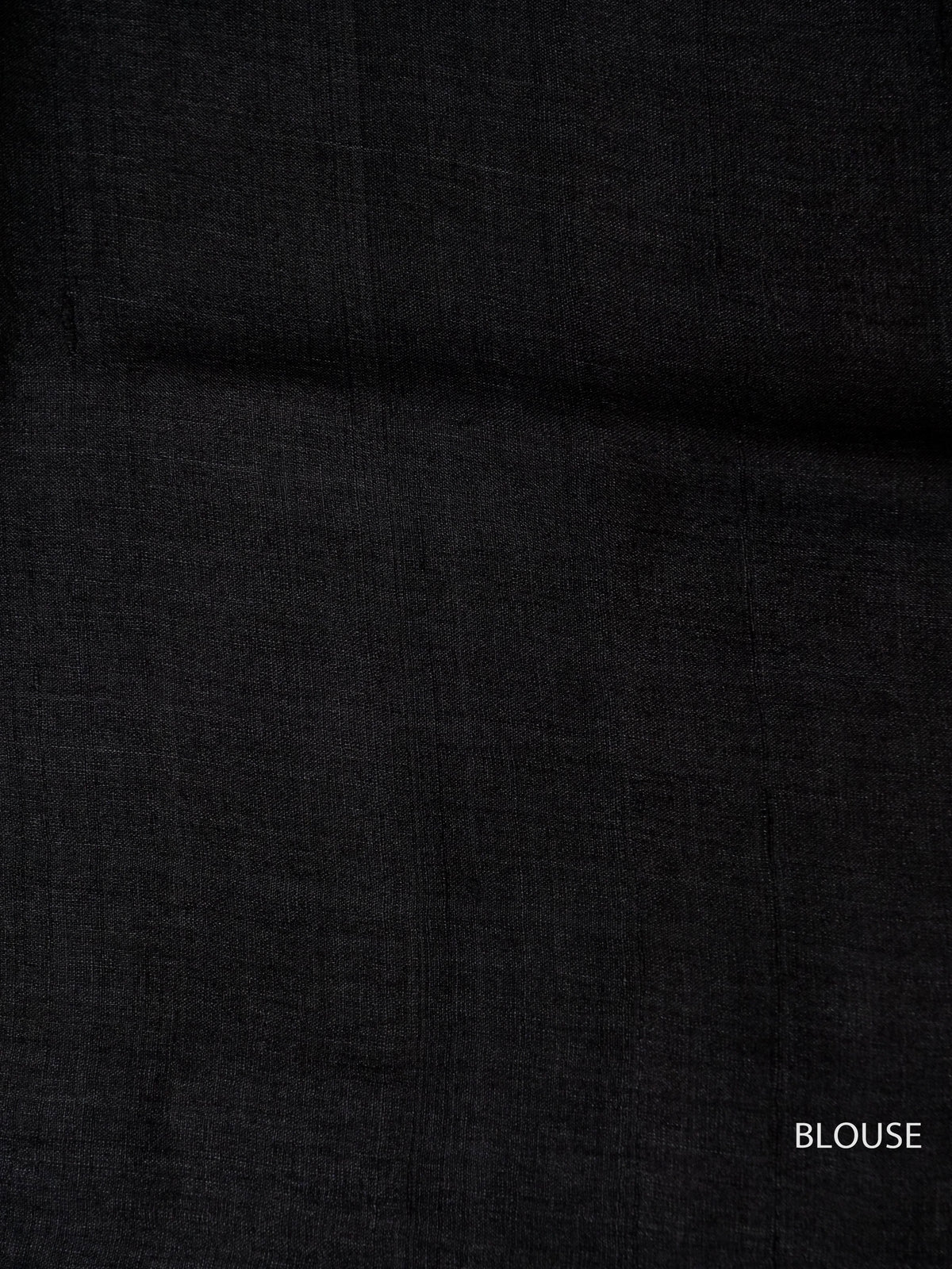 Black and White Tussar Silk Saree
