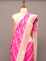 Handwoven Blush Pink Stripes Georgette Saree