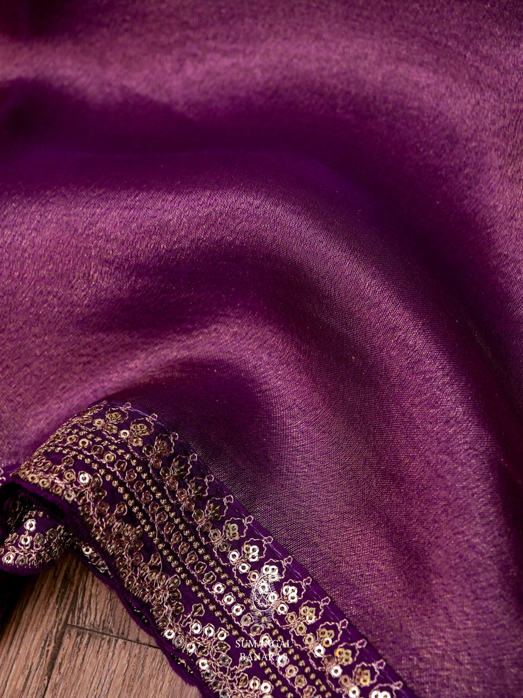 Handwoven Wine Purple Tissue Silk Saree
