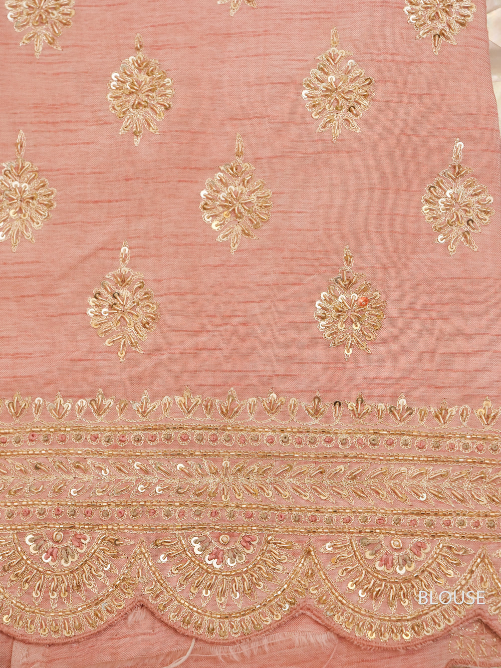 Pastel Pink Breezy Organza Embellished Saree