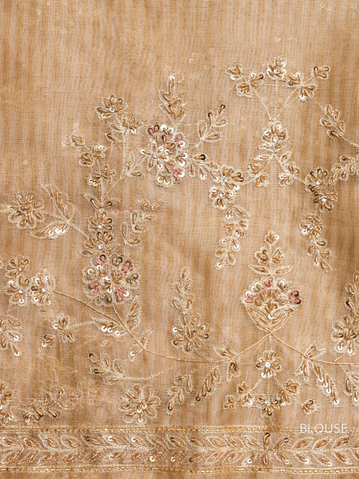 Molten Beige Breezy Organza Embellished Saree