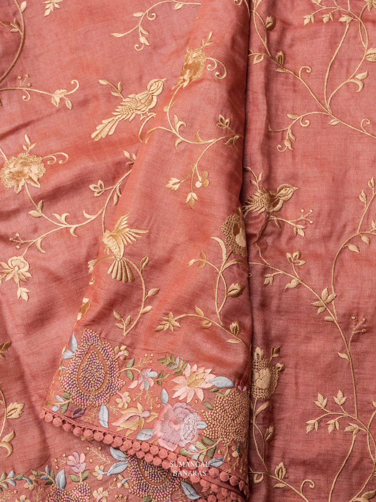 Rouge Pink Handwoven Embroidered Saree
