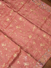 Rouge Pink Handwoven Embroidered Saree