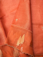 Handwoven Coral Peach Tussar Silk Saree