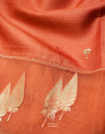 Handwoven Coral Peach Tussar Silk Saree