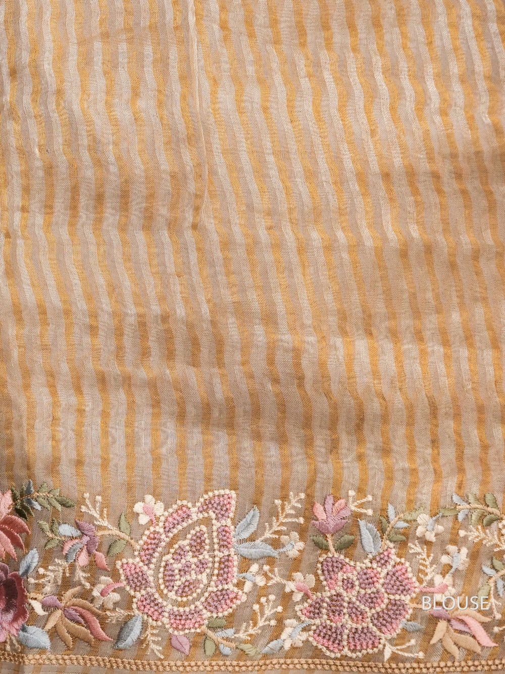 Gold Hue Breezy Organza Embellished Saree