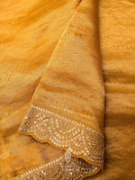 Golden Yellow Breezy Organza Embellished Saree