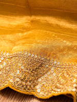 Golden Yellow Breezy Organza Embellished Saree