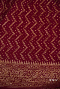 Handwoven Banarasi Crepe Khaddi Dark Pink Saree