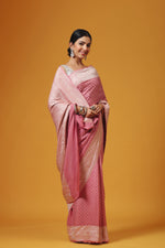 Handwoven Banarasi Crepe Khaddi Onion Pink Saree