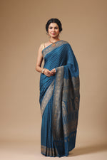 Handwoven Banarasi Crepe Khaddi Teal Blue Saree