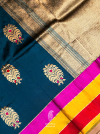 Handwoven Royal Blue Katan Silk Saree