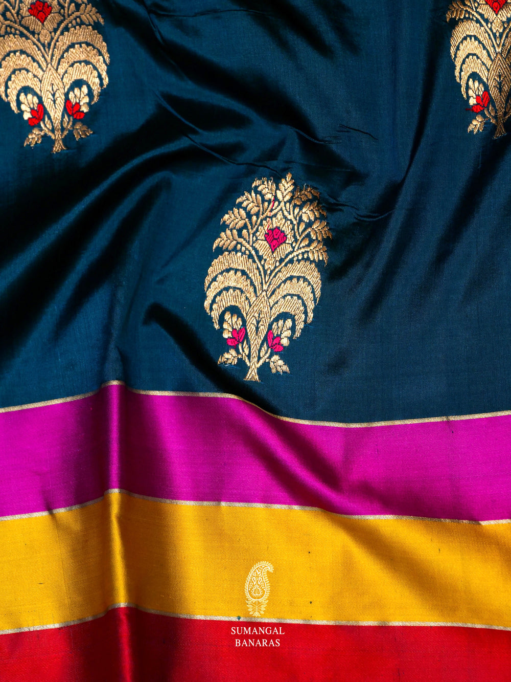 Handwoven Royal Blue Katan Silk Saree