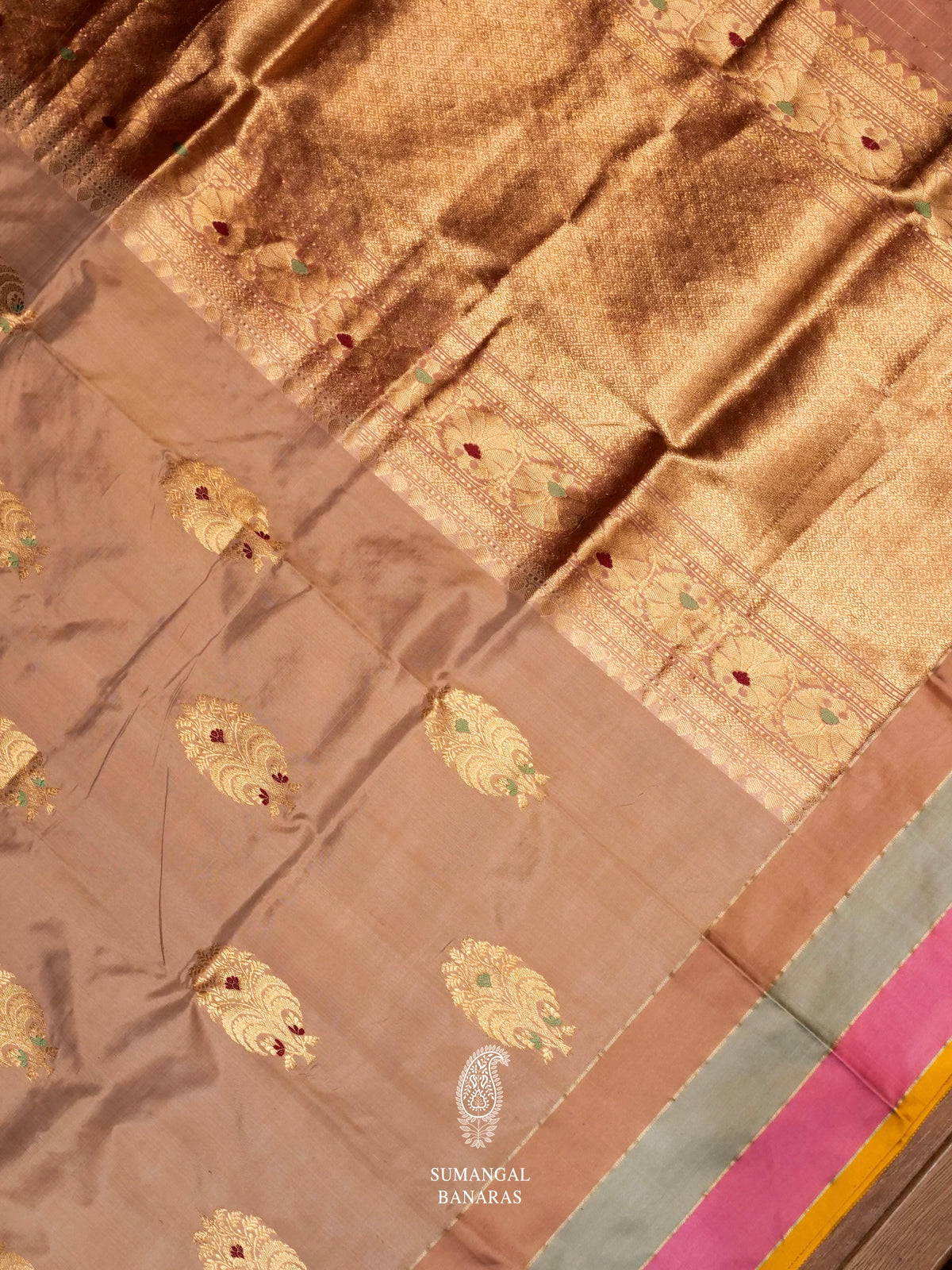 Handwoven Gold Katan Silk Saree
