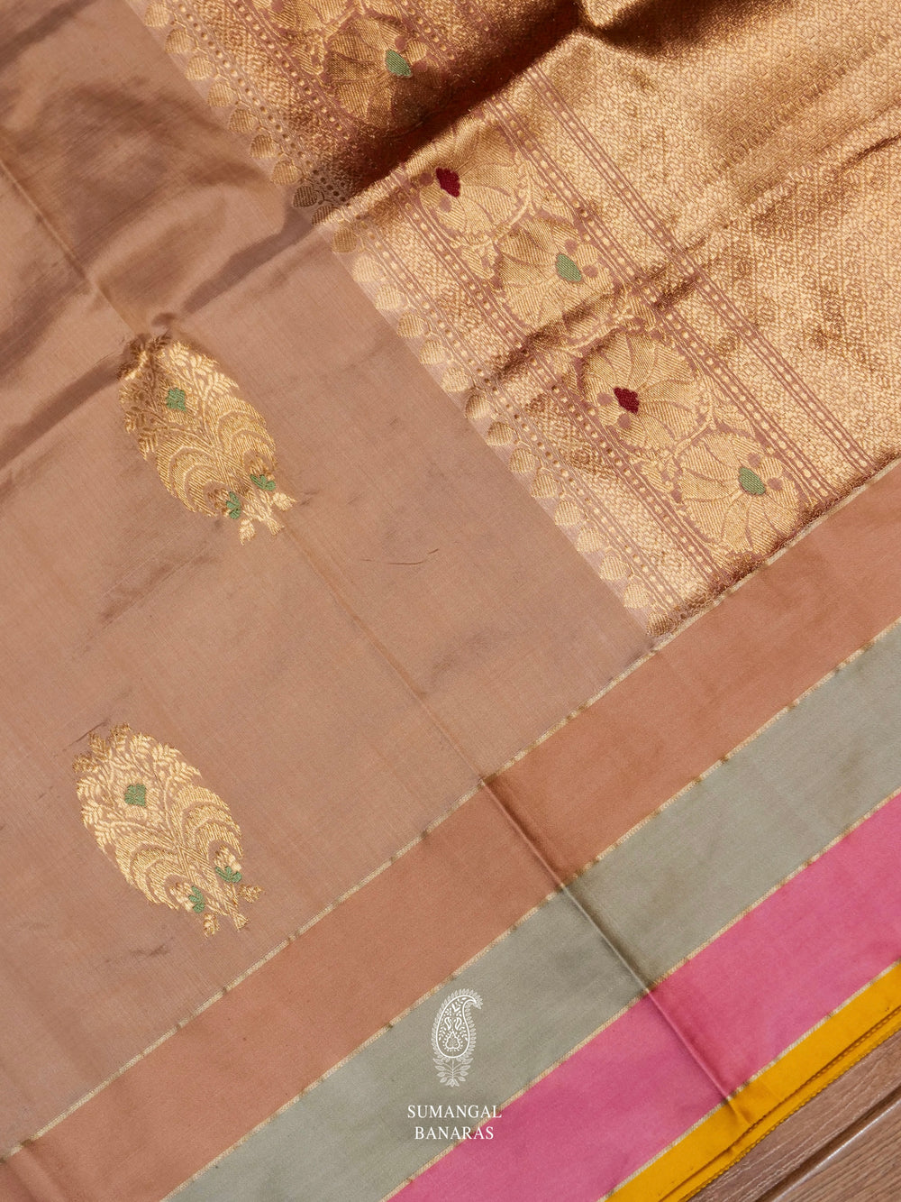 Handwoven Gold Katan Silk Saree
