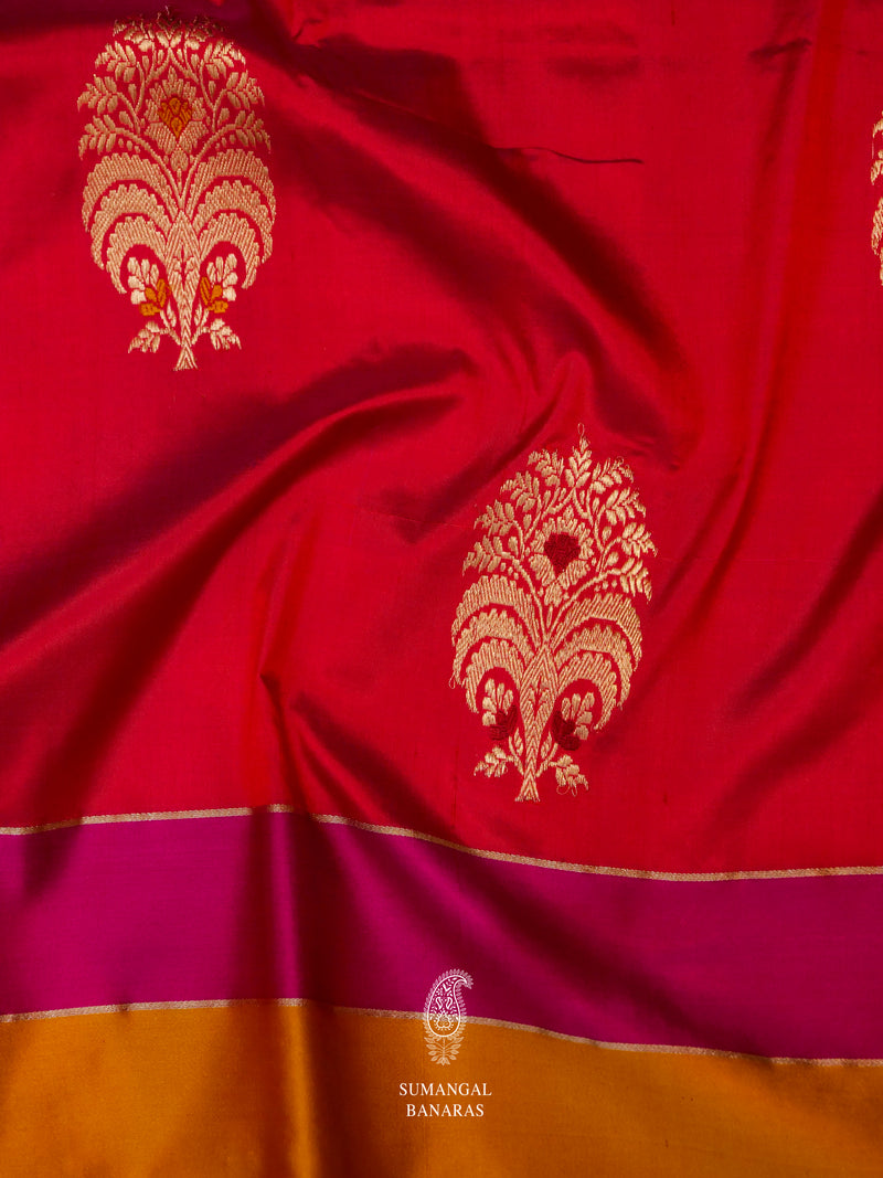 Handwoven Hot Pink Katan Silk Saree
