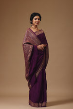 Purple Wine Crepe Saree