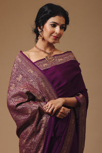 Purple Wine Crepe Saree