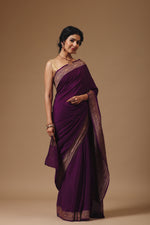 Purple Wine Crepe Saree